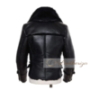 Black Biker Shearling Leather Jacket - Image 2
