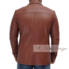 Brown Leather Blazer Jacket For Men - Image 4