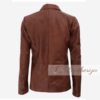 Men Brown Leather Blazer Jacket - Image 3