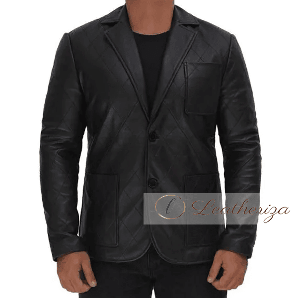Black Leather Blazer Jacket for Men - leatheriza.com