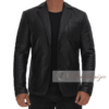 Black Leather Blazer Jacket for Men - Image 3