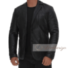 Black Leather Blazer Jacket for Men - Image 4