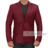 Maroon Leather Blazer Jacket for Men - Image 5