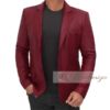 Maroon Leather Blazer Jacket for Men - Image 3