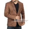 Mens Brown Leather Blazer Jacket - Image 3