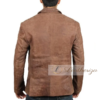 Mens Brown Leather Blazer Jacket - Image 2