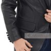 Mens Black Leather Blazer Jacket - Image 3