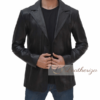 Black Leather Blazer Jacket for Men - Image 3