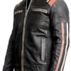 NATIVE AMERICAN VINTAGE DISTRESSED BLACK MOTORCYCLE LEATHER JACKET - Image 3