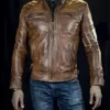 Road Rider Vintage Brown Motorcycle Leather Jacket - Image 2
