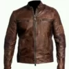 Vintage Berserkers Motorcycle Brown Cafe Racer Leather Jacket - Image 2
