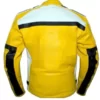 Yellow White Biker Motorcycle Racing Leather Jacket - Image 2