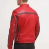 Red Motorcycle leather Bikers Jacket - Image 2